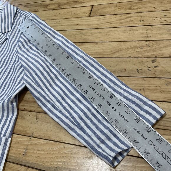 Caslon Linen Jacket Women XXL Blue White Striped Yacht Unstructured Blazer 2XL - Picture 12 of 16